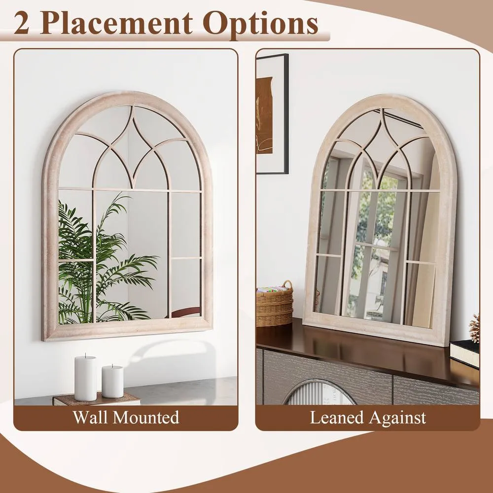 Costway Farmhouse Window Pane Mirror Wall Mounted Mirror Decorative Mirror in Grey 4
