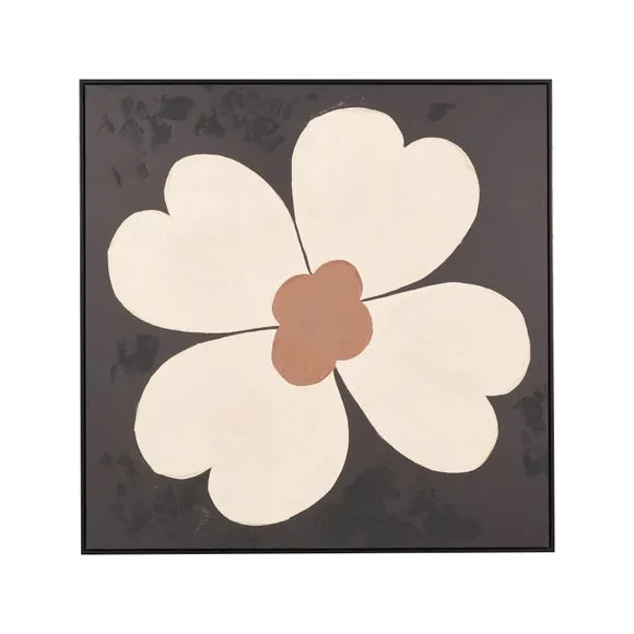 Brown & Natural Large Flower Framed Canvas 5