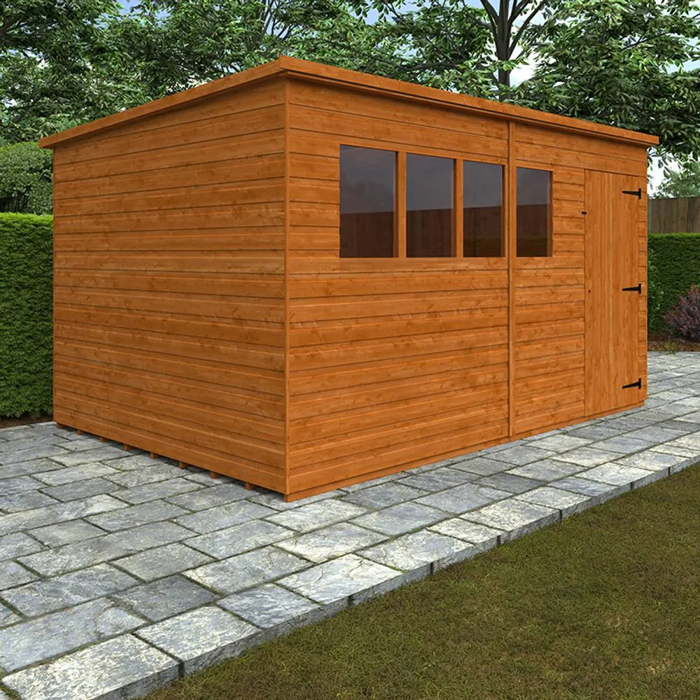 Buttercup Farm 12 x 8 Feet Super Pent 12mm Shed - Solid Wood/Softwood/Pine in Burnt Orange 2