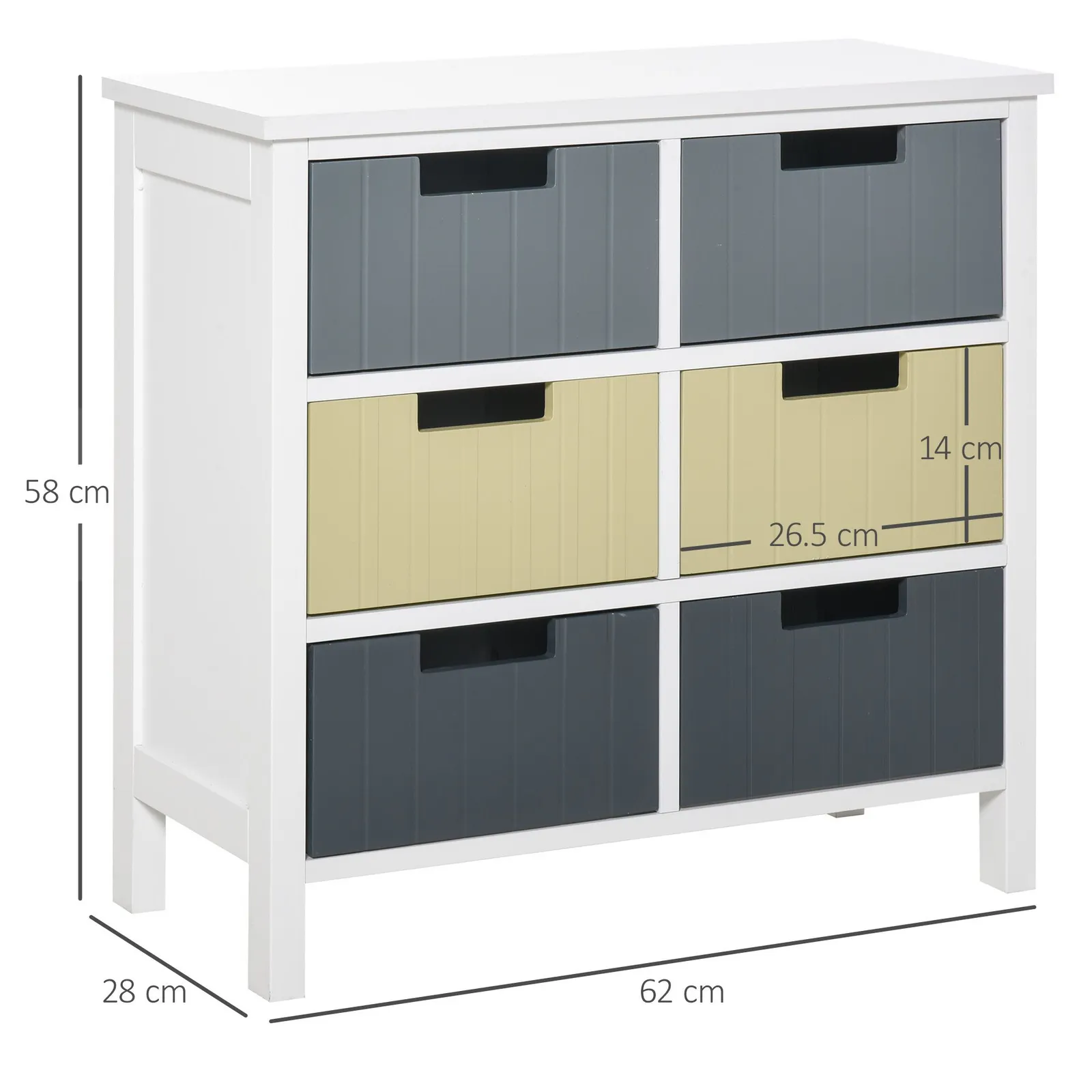 HOMCOM Chest of Drawers Storage Side Cabinet with 6 Detachable Drawers 3