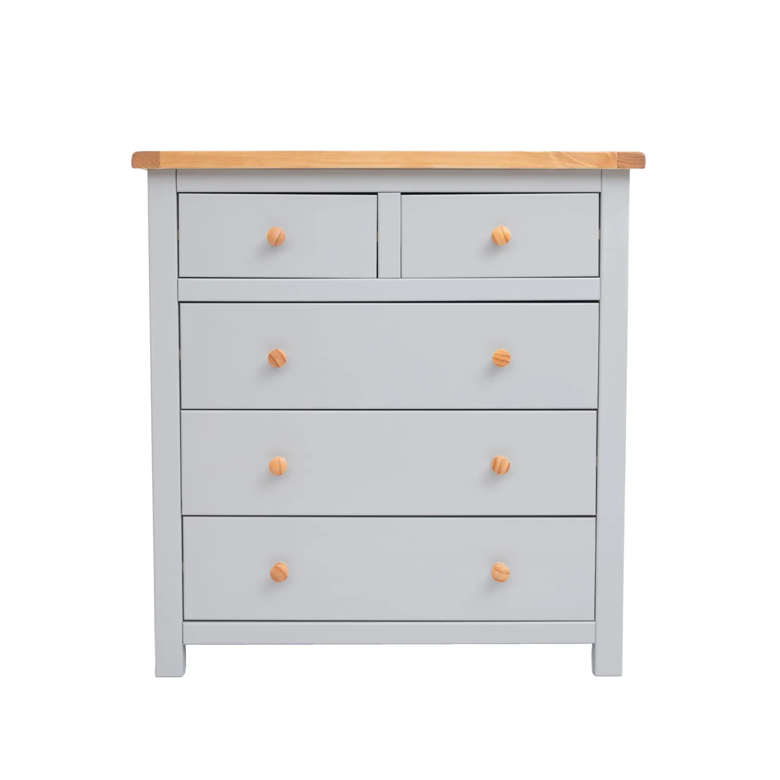 Cabinet Bits Argenta 5 Drawer Chest of Drawers Wood Knob in Light Grey