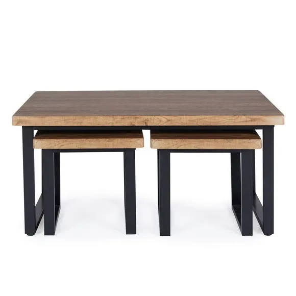 Freddie Nest Coffee Tables, Rustic Wood Effect 5