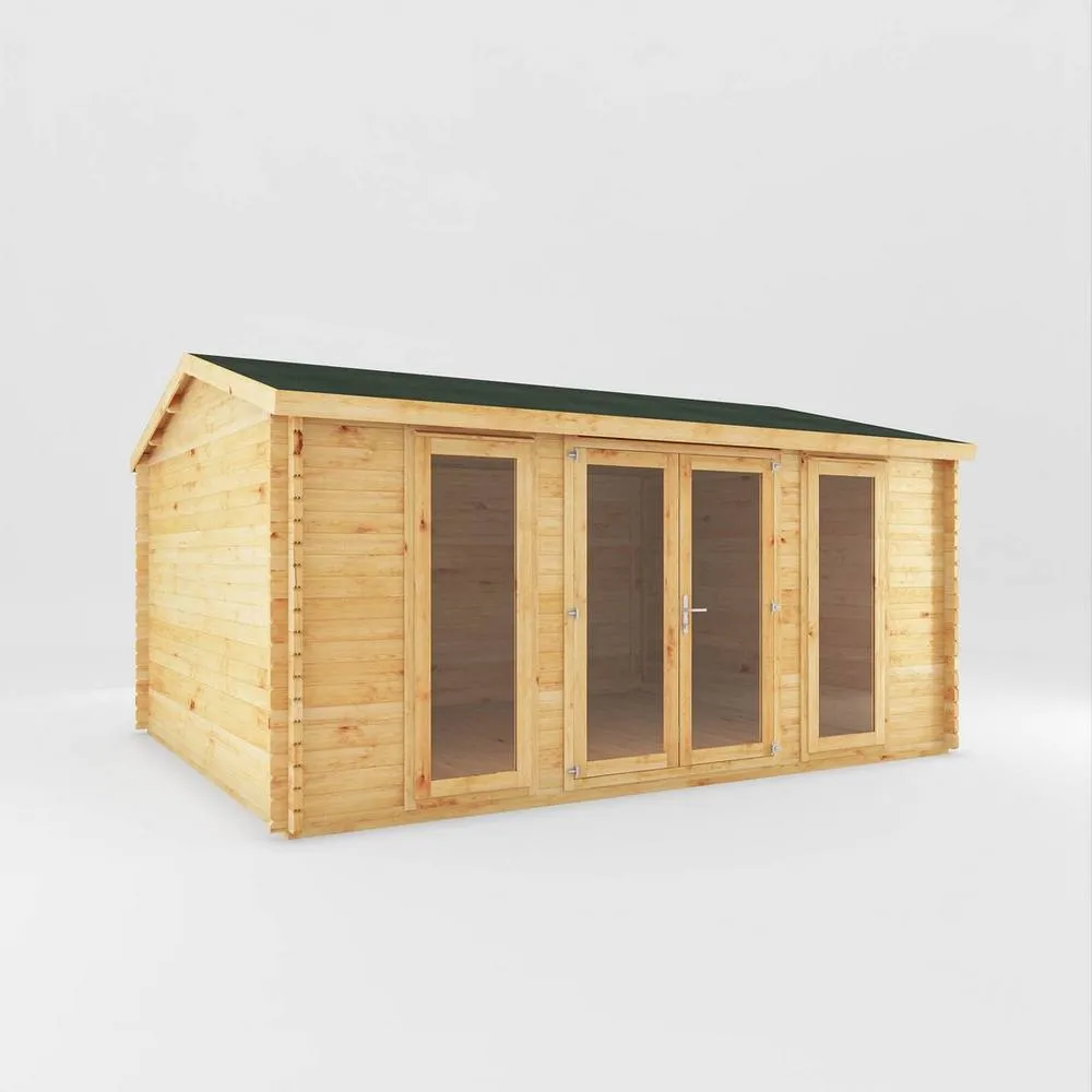 Mercia Home Office Studio Log Cabin - 28 mm - L414.1 x W503.6 x H272.5 cm in Light Tan