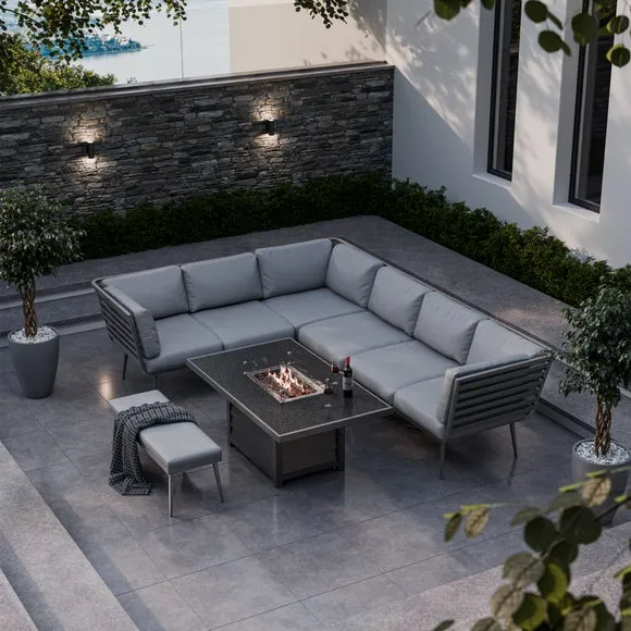 Mayfair 8 Seater 6 Piece Lounge Set with Rectangle Firepit