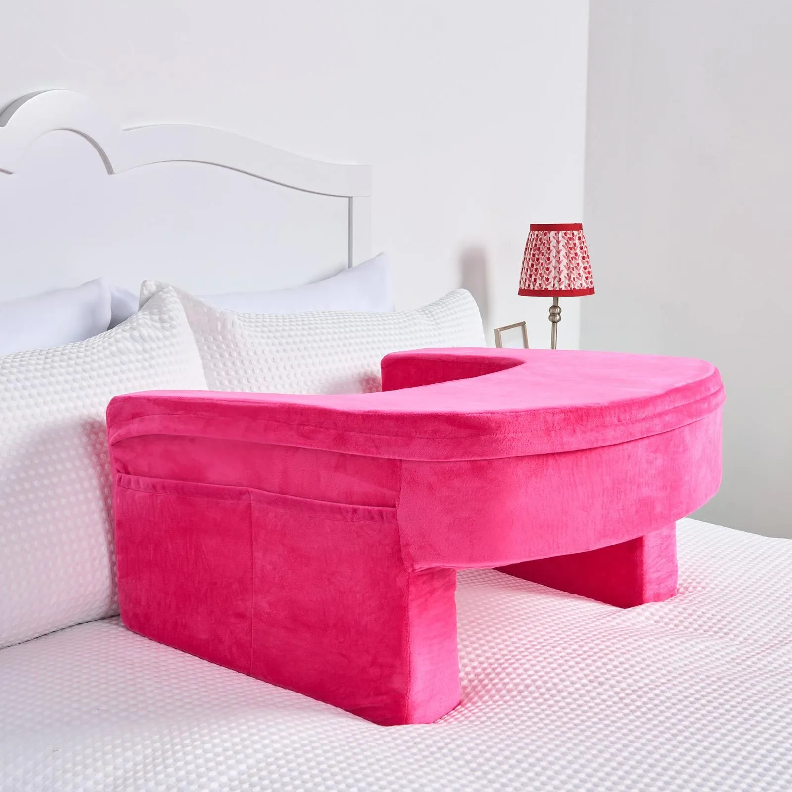 OHS Laptop Cushion Armrest Gaming Pillow Soft Foam Reading Pillow in Bright Pink
