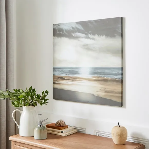 Grey Simplicity Waves Canvas