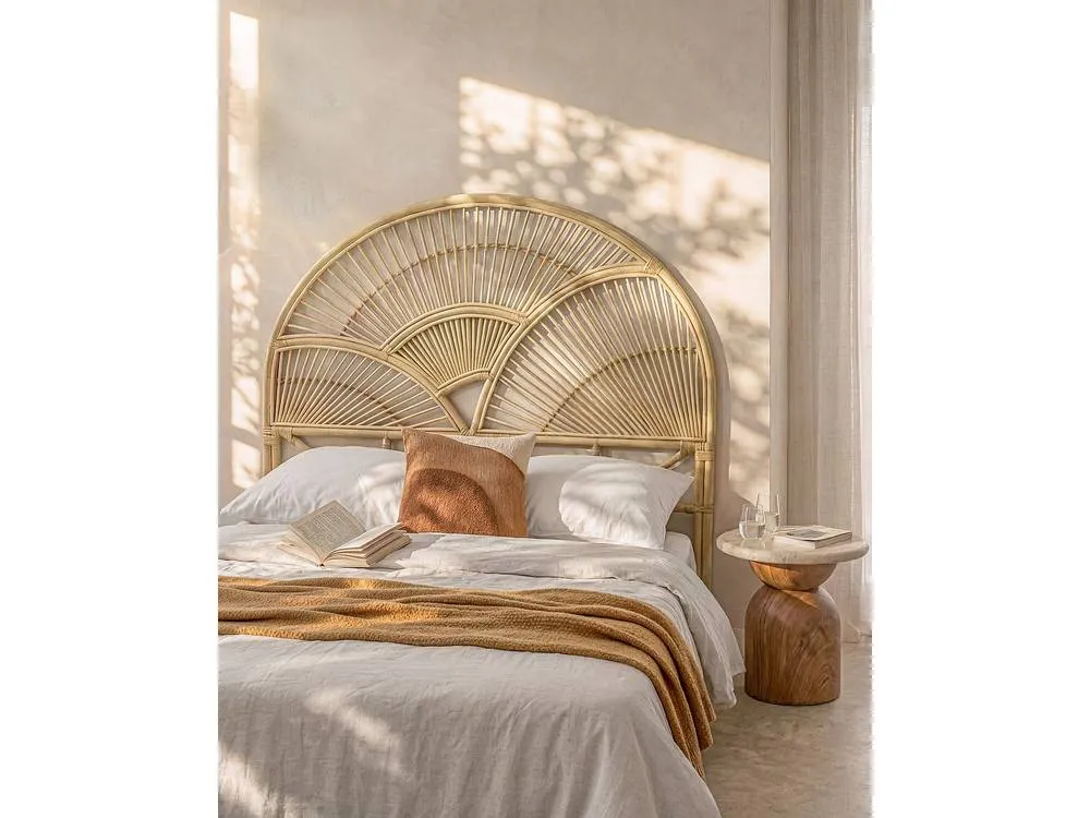 Vente-unique Headboard 140 Cm - Wicker - Natural - EFELA in Light Oak 3