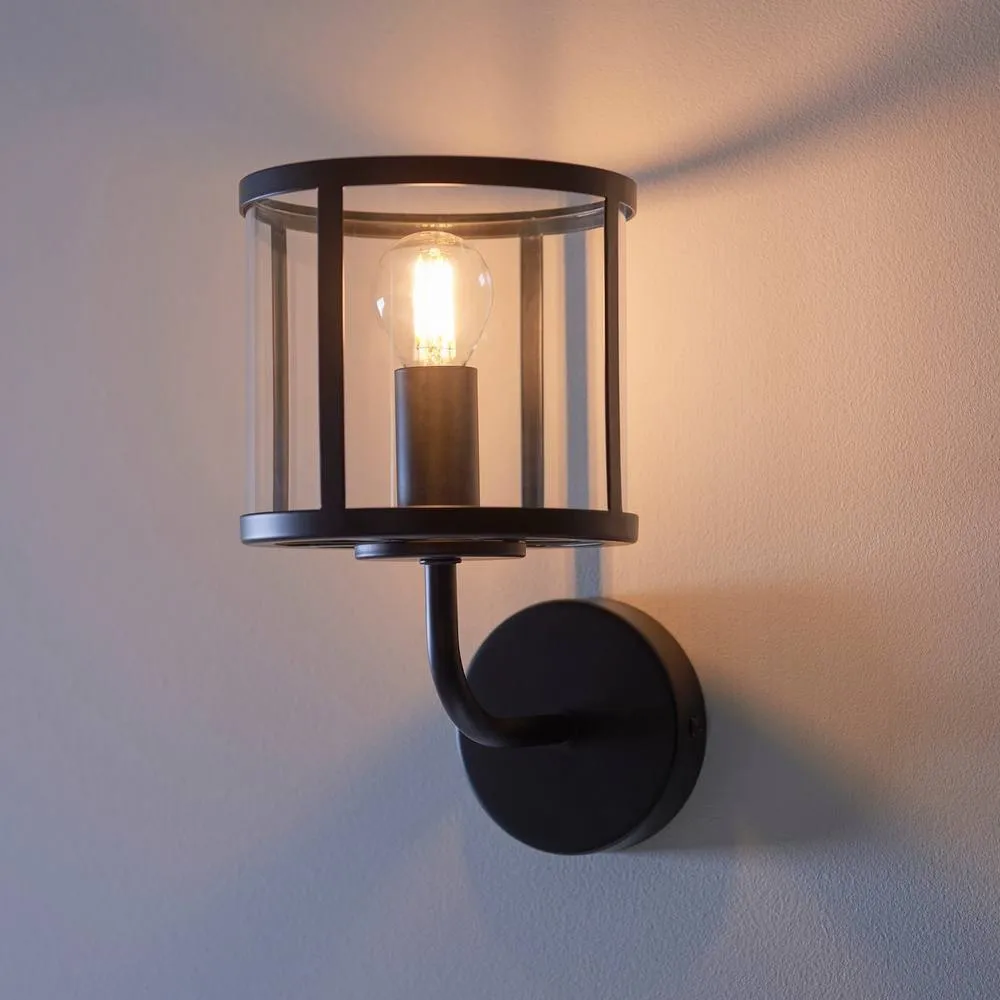 Netlighting Hopton Glass Shade Wall Lamp Matt Black 2