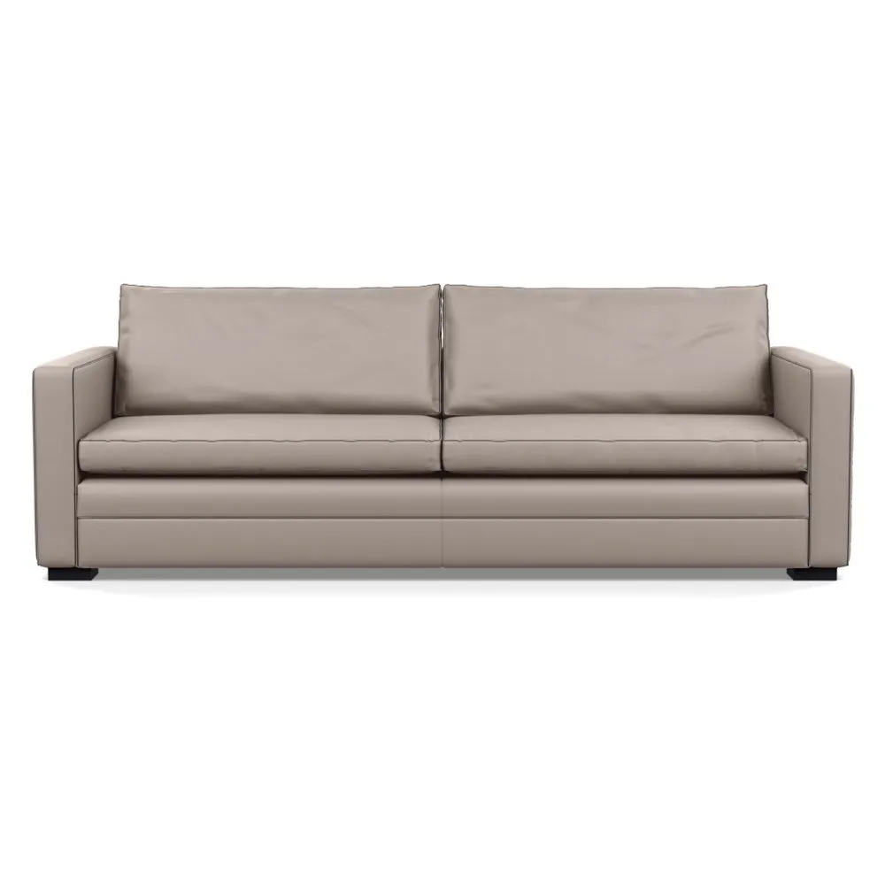Heal's Palermo 5 Seater Sofa Leather Grain Light Grey 060 Black Feet 1