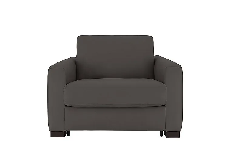 Alcova Leather Chair Sofa Bed with Box Arms - Torello Grigio Scuro