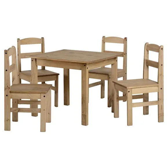 Panama 4 Seater Square Dining Table with 4 Chairs, Pine 2