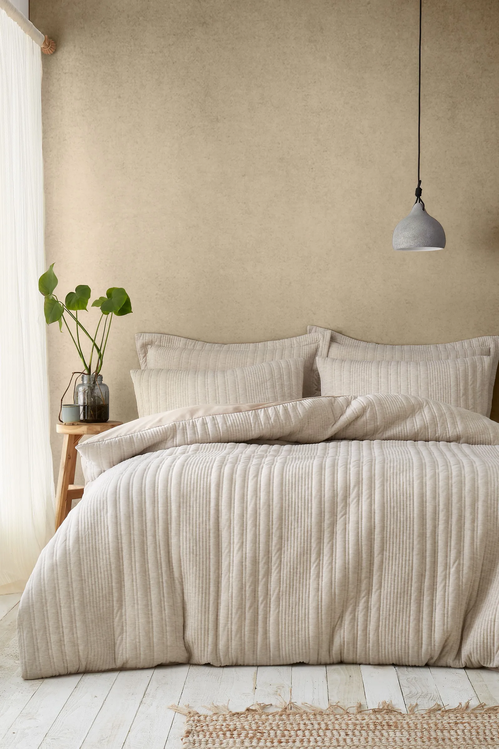 Pineapple Elephant 'Tamba Jersey Stripe' Duvet Cover Set in Natural