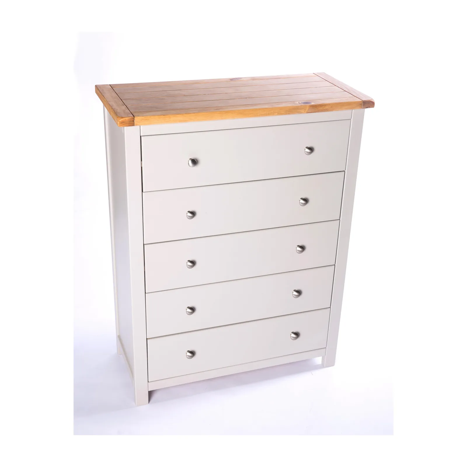 Cabinet Bits Argenta 5 Drawer Chest of Drawers Chrome Knob in Light Grey 3