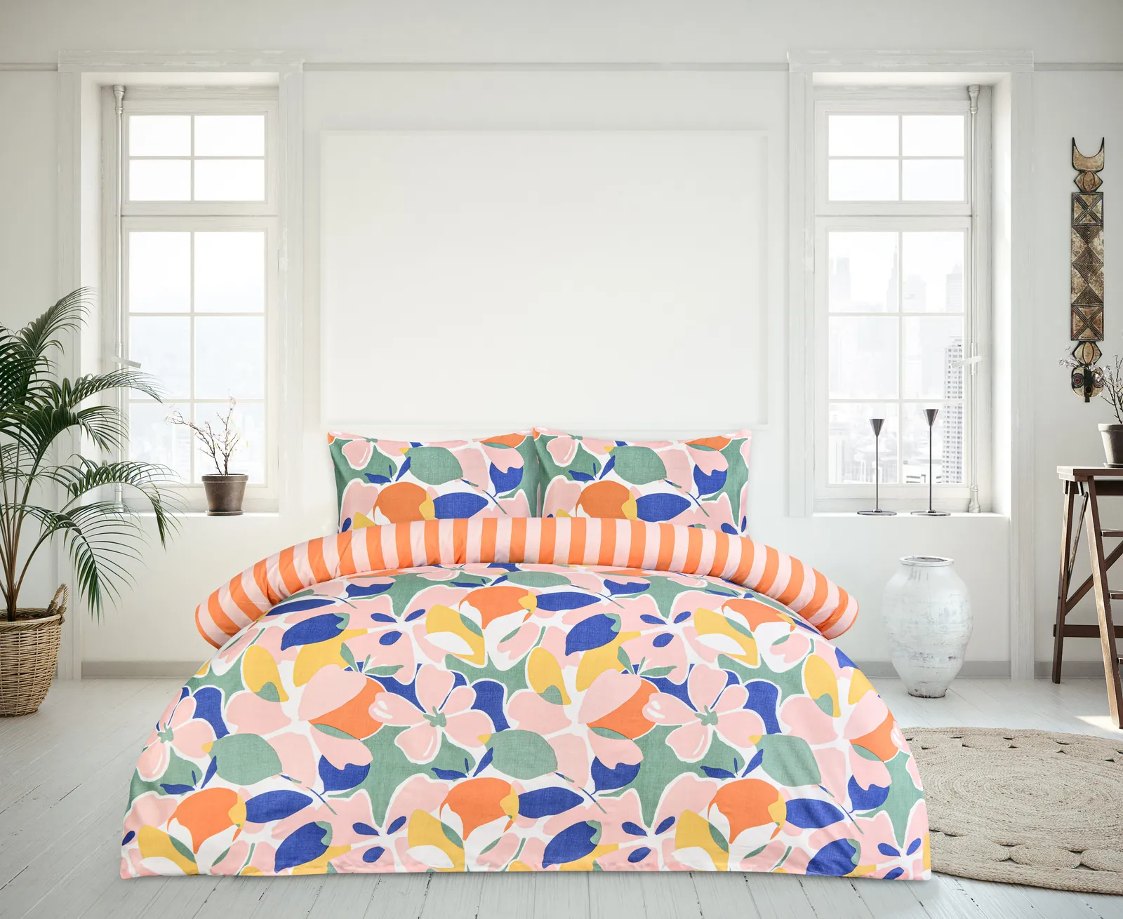 Smart Living Luxury Super Soft Reversible Abstract Floral Duvet Cover With Pillowcase