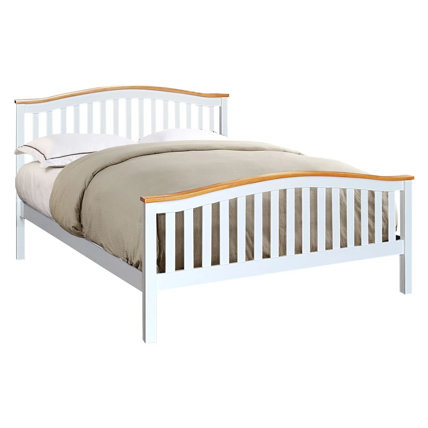 Comfy Living Ltd Solid Wooden Curved Bed Frame in White 2