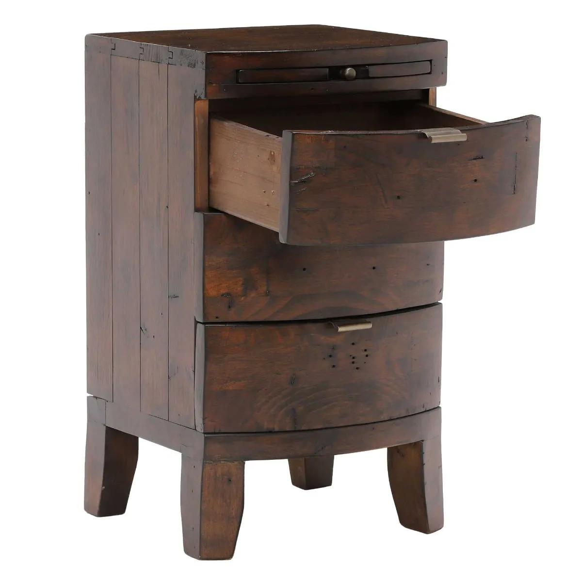 Navajos 3 Drawer Bow Front Bedside Table, Wood | Barker & Stonehouse 4