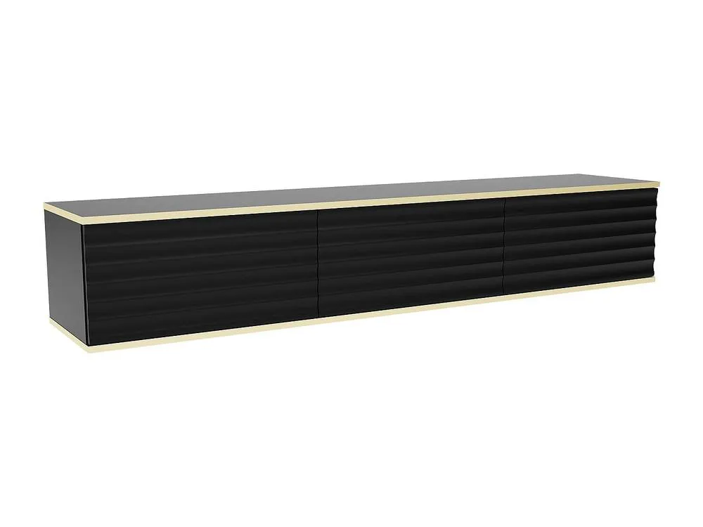 Vente-unique Wall - Mounted TV Unit With 3 MDF Doors - Black & Gold - ALESAR 5