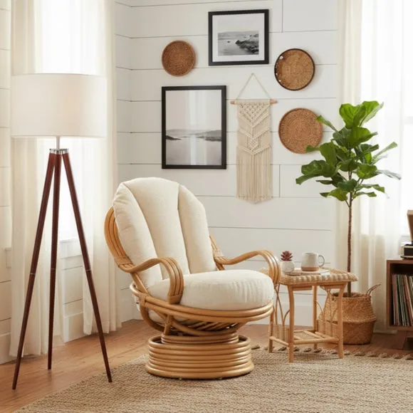 Desser Viola Rattan Laminated Swivel Rocking Chair