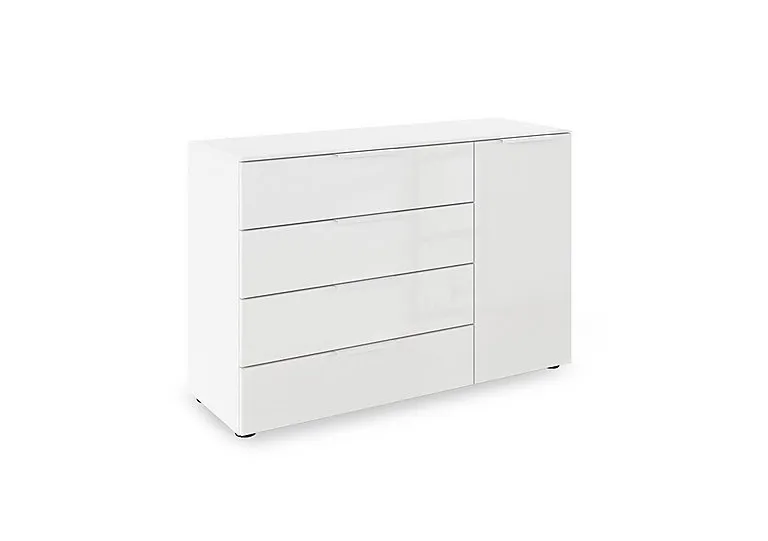 Haven 4 Drawer 1 Door Décor Chest with Glass Front - Alpine White