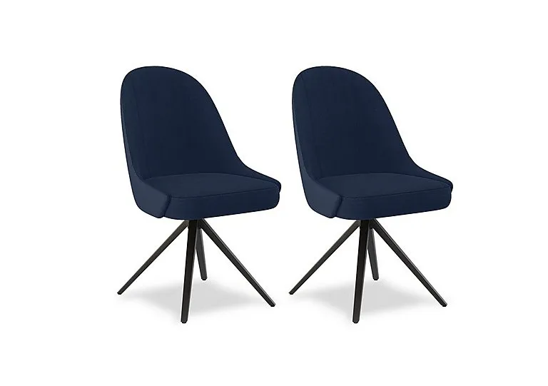 Jose Pair of Swivel Dining Chairs - Navy