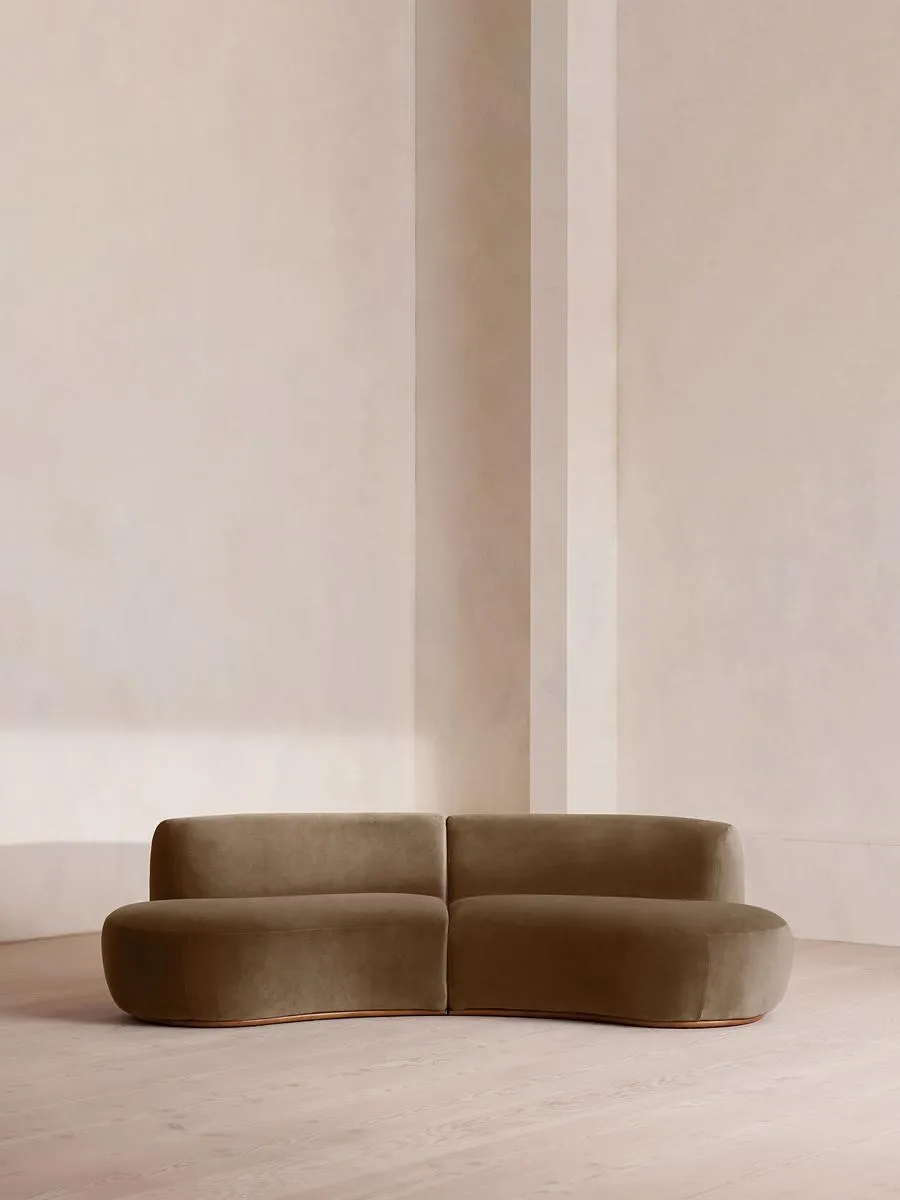 Aline Serpentine Modular Sofa, Three Seater, Velvet, Truffle