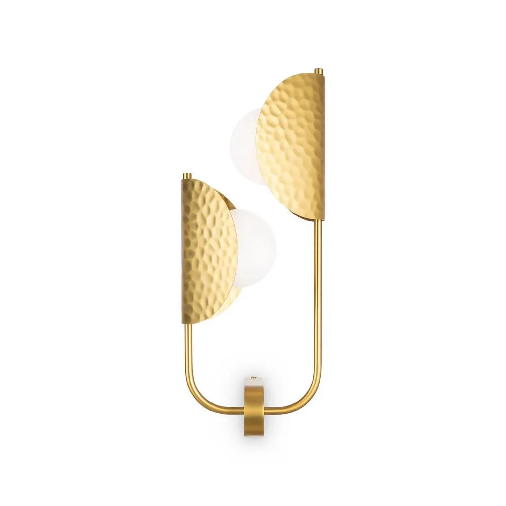 Netlighting Tropic II Modern Wall Lamp Brass 2xG9 White Shade in Gold