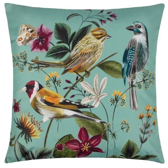Wylder Nature Midnight Garden Birds Outdoor Cushion 2