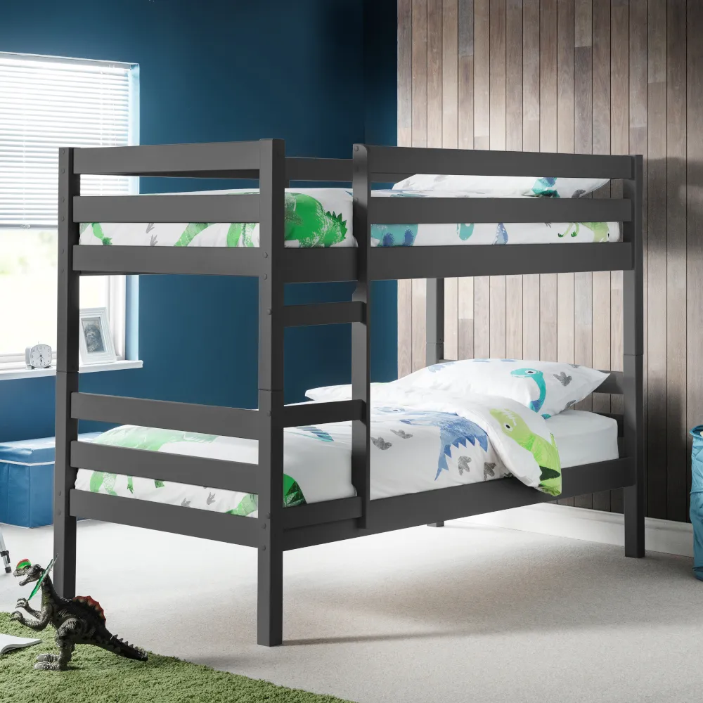 Camden Anthracite Wooden Bunk Bed Frame - 3ft Single
