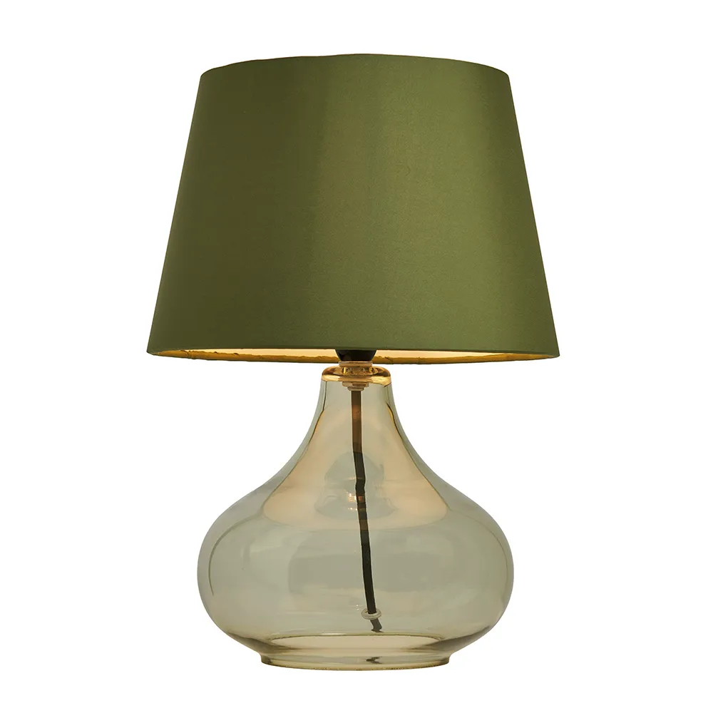 Clarise Glass Table Lamp, Bottle Green 1