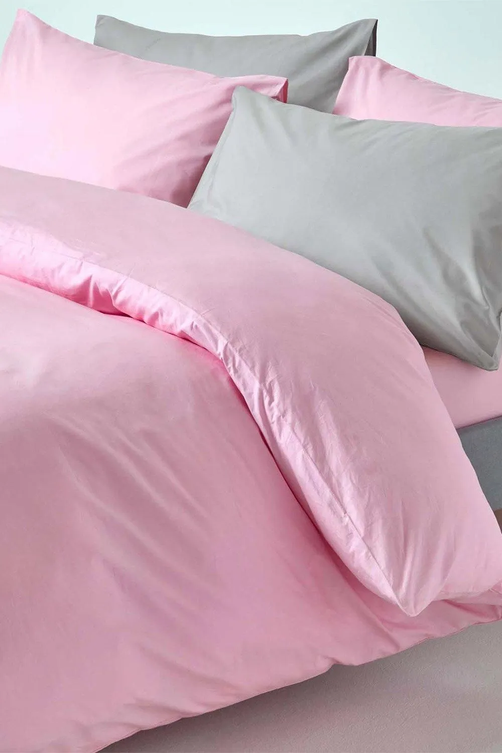 Homescapes Egyptian Cotton Duvet Cover with Pillowcase, 200 TC in Pink 5