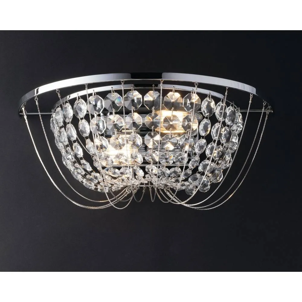 Netlighting Vienna Crystal K9 Flush Wall Light Chrome E14 in Silver