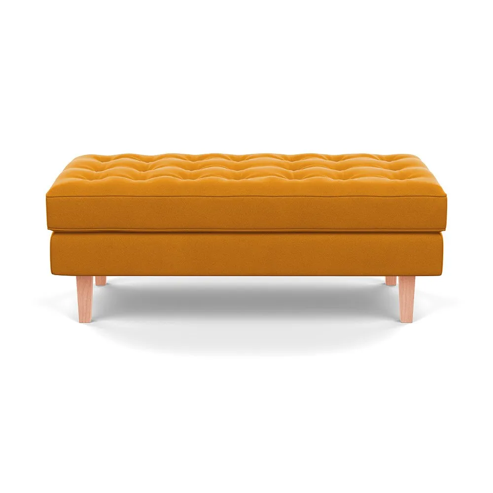 Heal's Hepburn Ottoman Nobilis Velvet Mustard Natural Feet 1