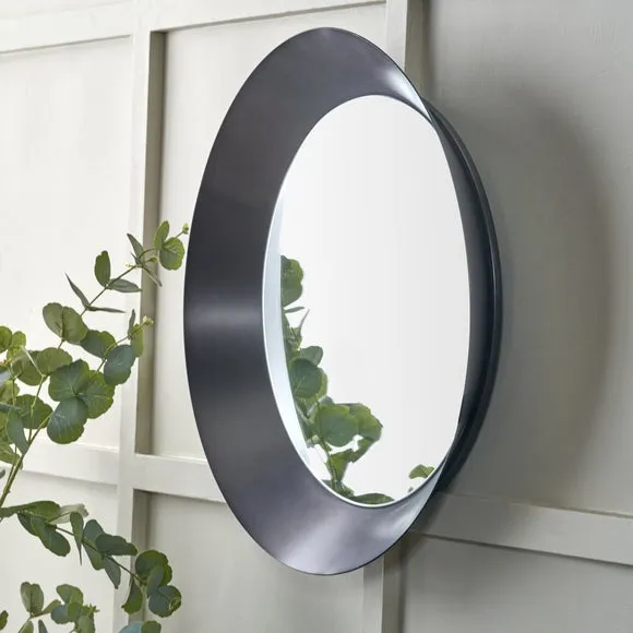 Angled Metal Frame Round Wall Mirror 2