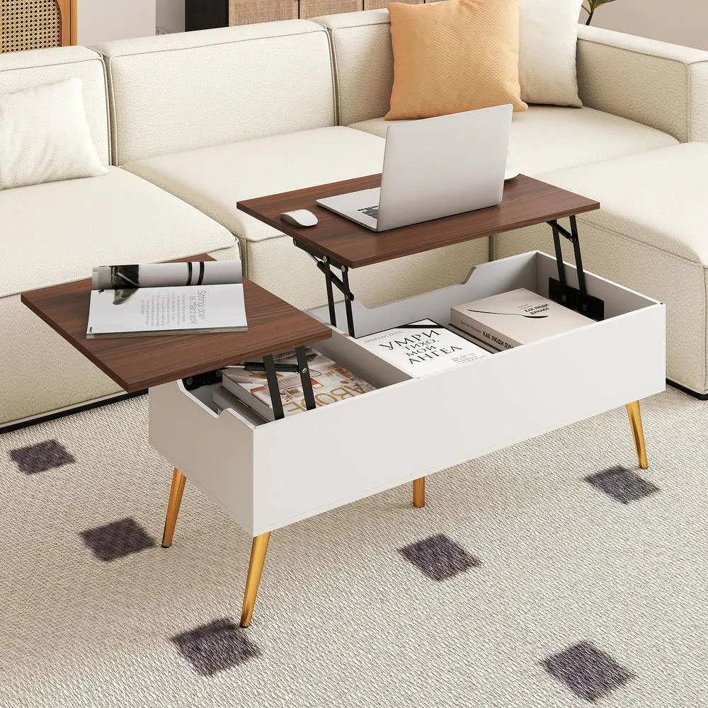 Costway Lift Top Coffee Table Center Table w/Storage Compartments-Walnut in Brown 3