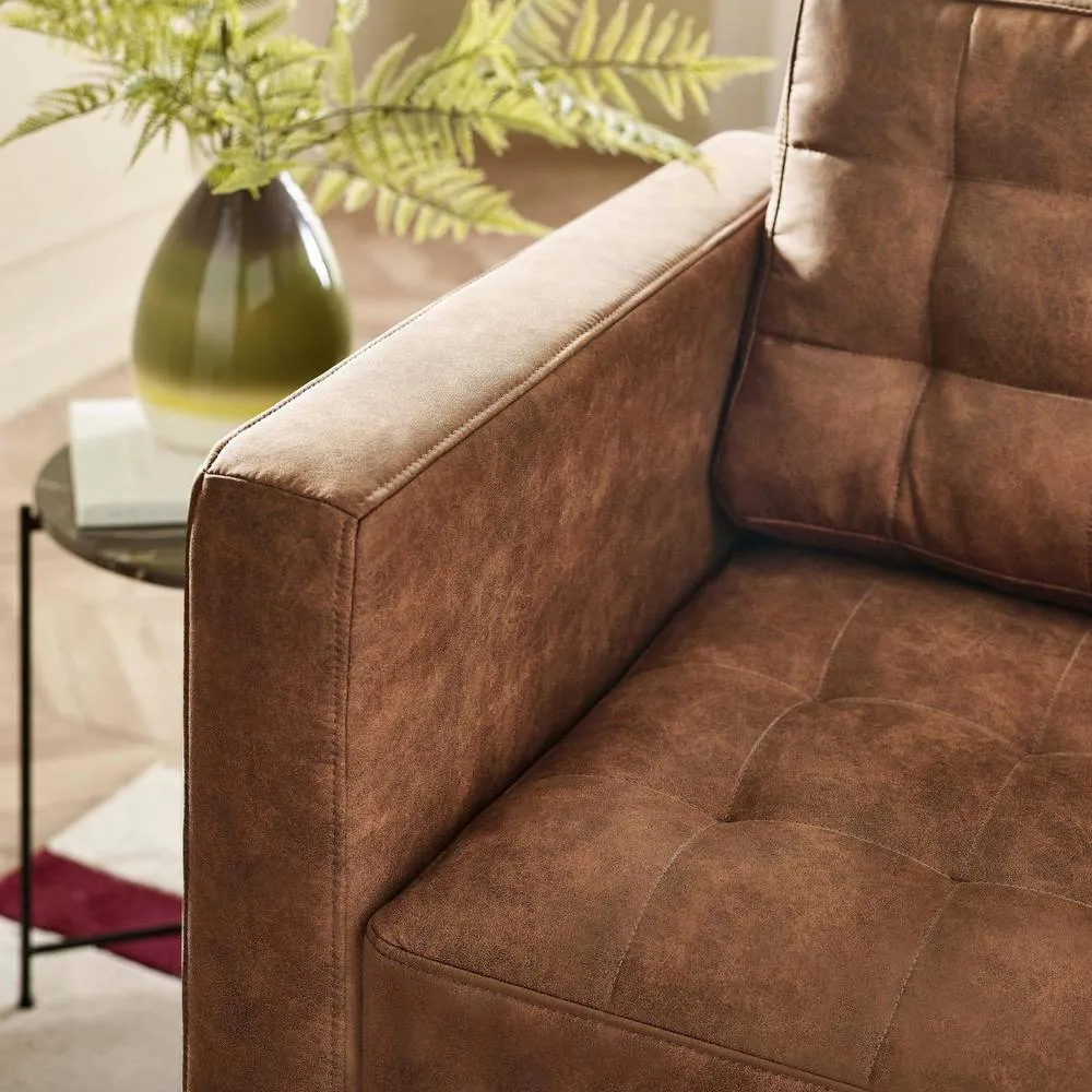 FurnitureboxUK Jade Brown Faux Leather 2 Seater Sofa in Tan 5