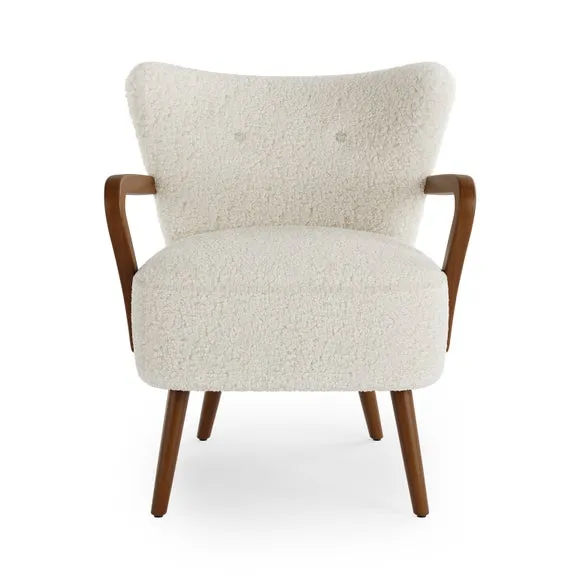 Eliza Ivory Borg Wooden Arm Cocktail Chair 6