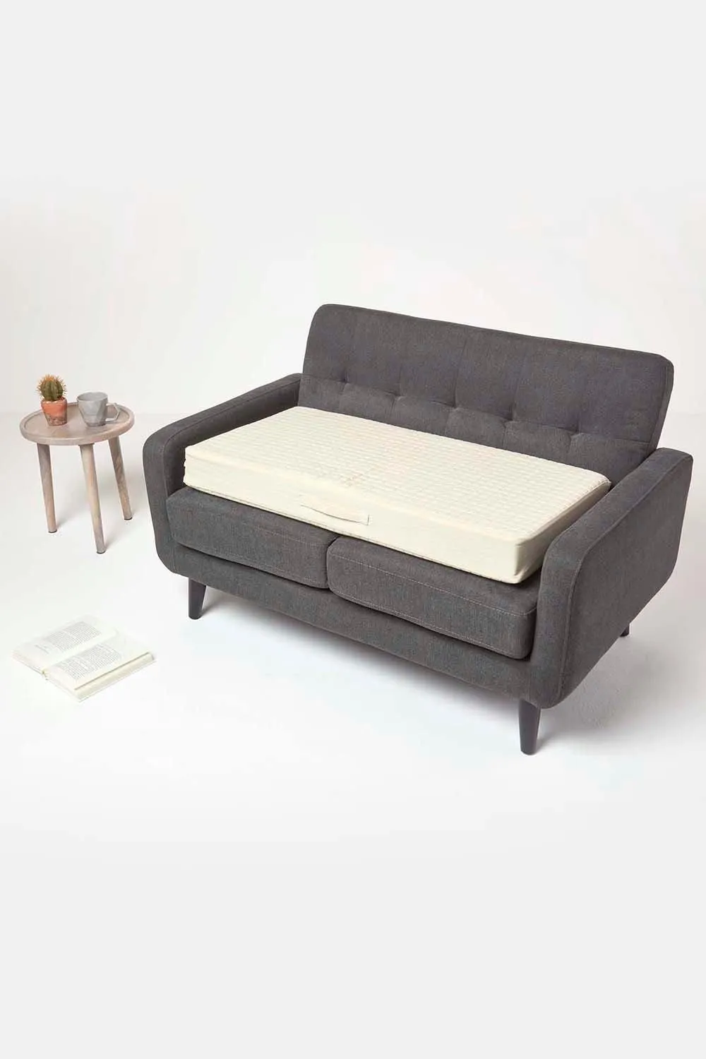 Homescapes Cotton Orthopaedic Foam 2 Seater Booster Cushion in Cream 5