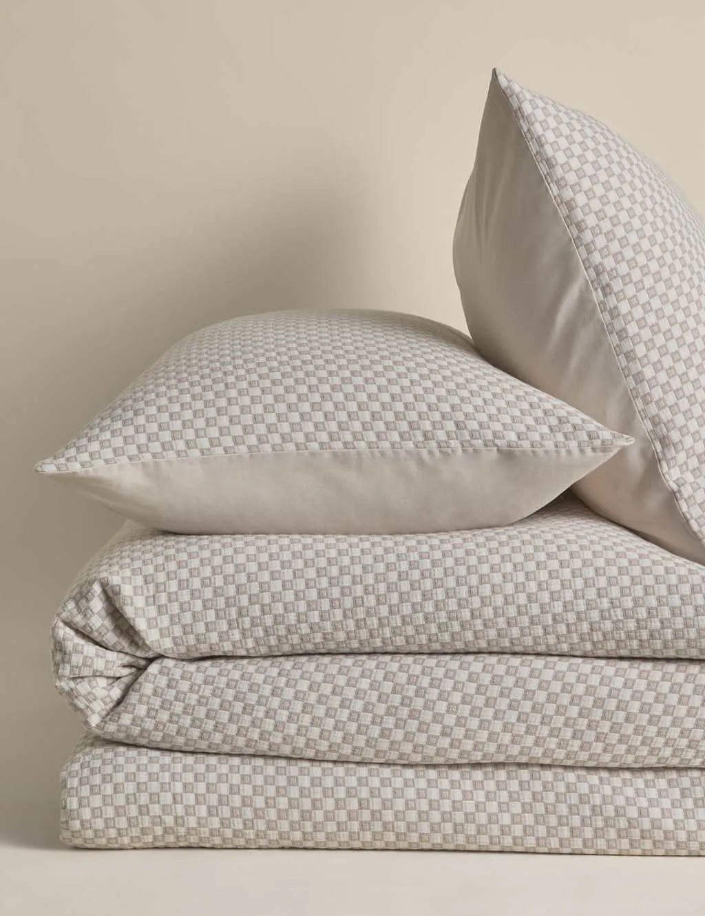 M&S Pure Cotton Geometric Matelasse Bedding Set Linen