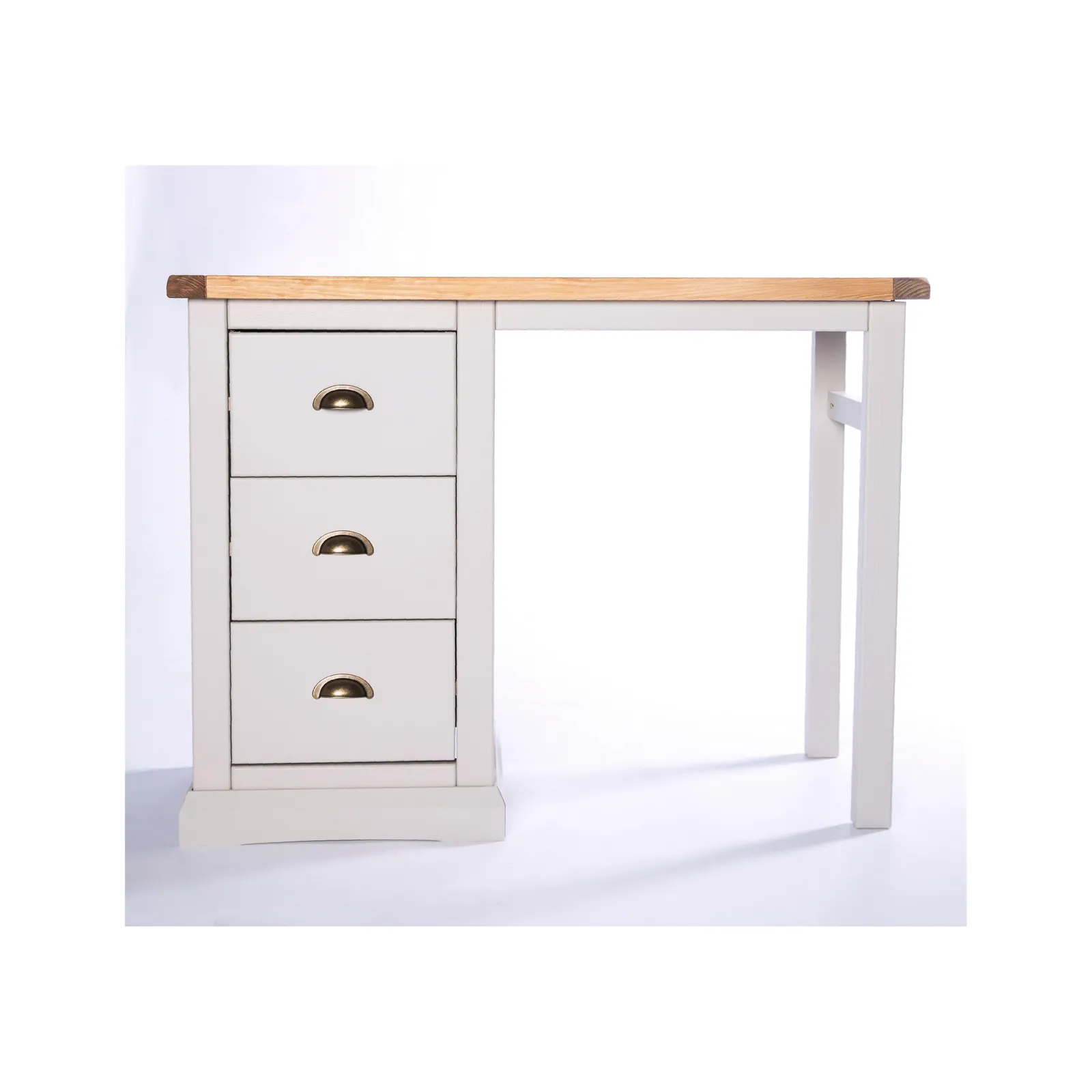 Cabinet Bits Loreo 3 Drawer Desk - Dressing Table Brass Cup Handle in Light Grey 2
