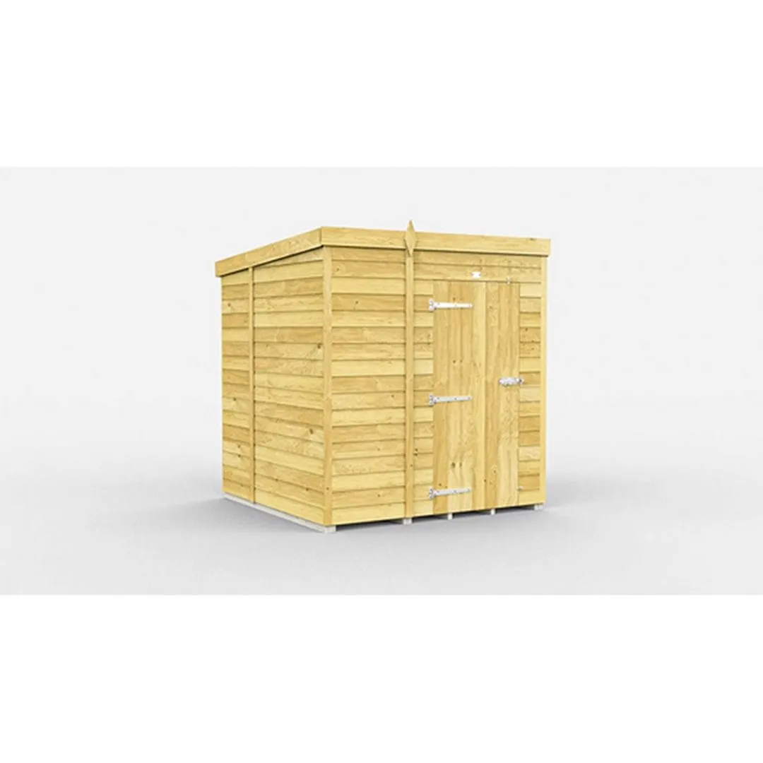 Buttercup Farm 6 x 7 Feet Pent Shed - Single Door W/O Windows - L214 x W185 x H201 cm in Brown
