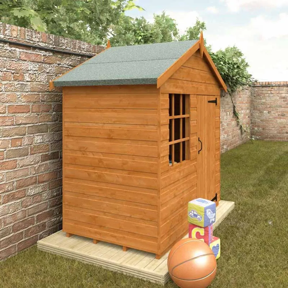 Buttercup Farm 3 x 5 Feet Den 12mm Shed - Solid Wood/Softwood/Pine in Burnt Orange 3