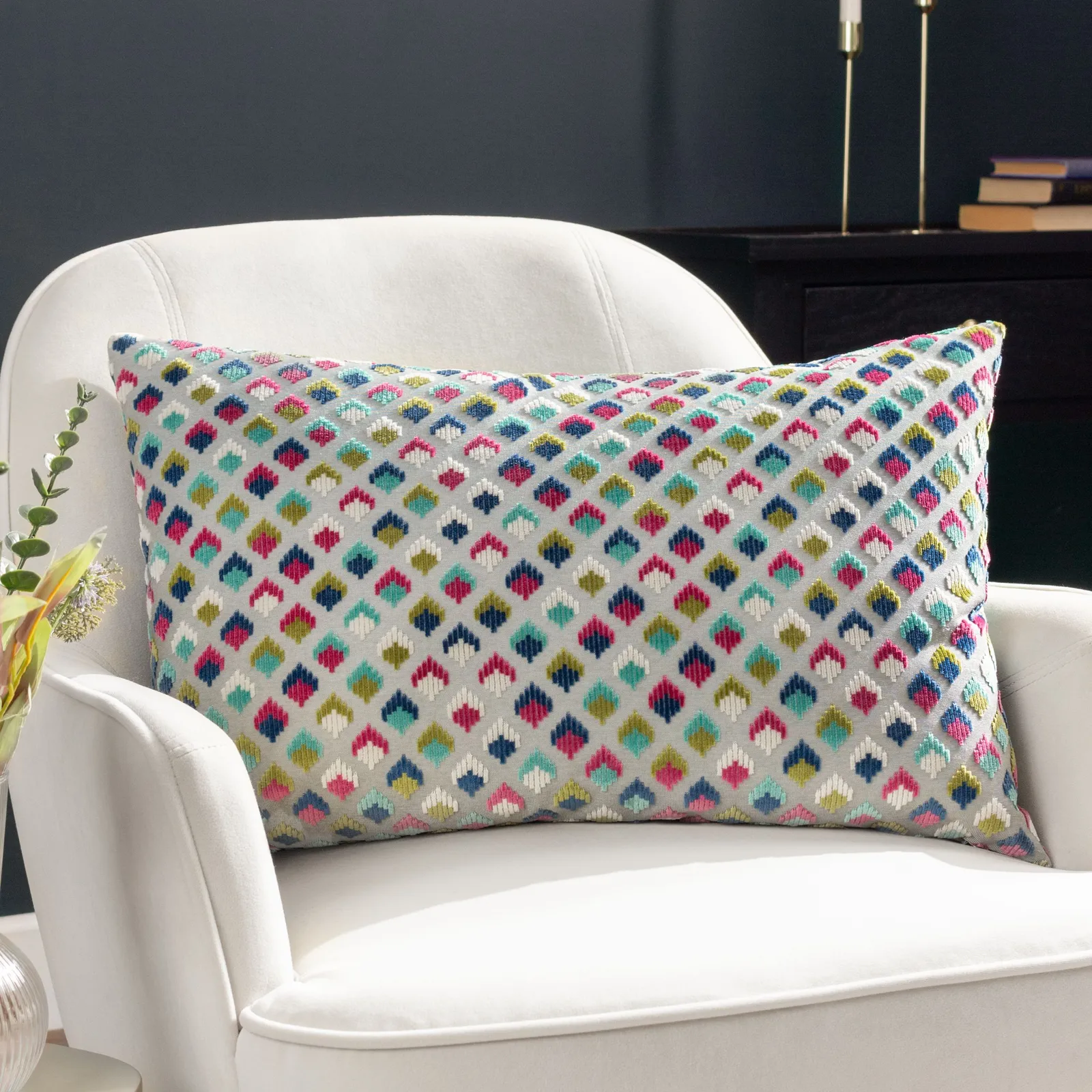 Paoletti Lexington Geometric Velvet Cushion 1