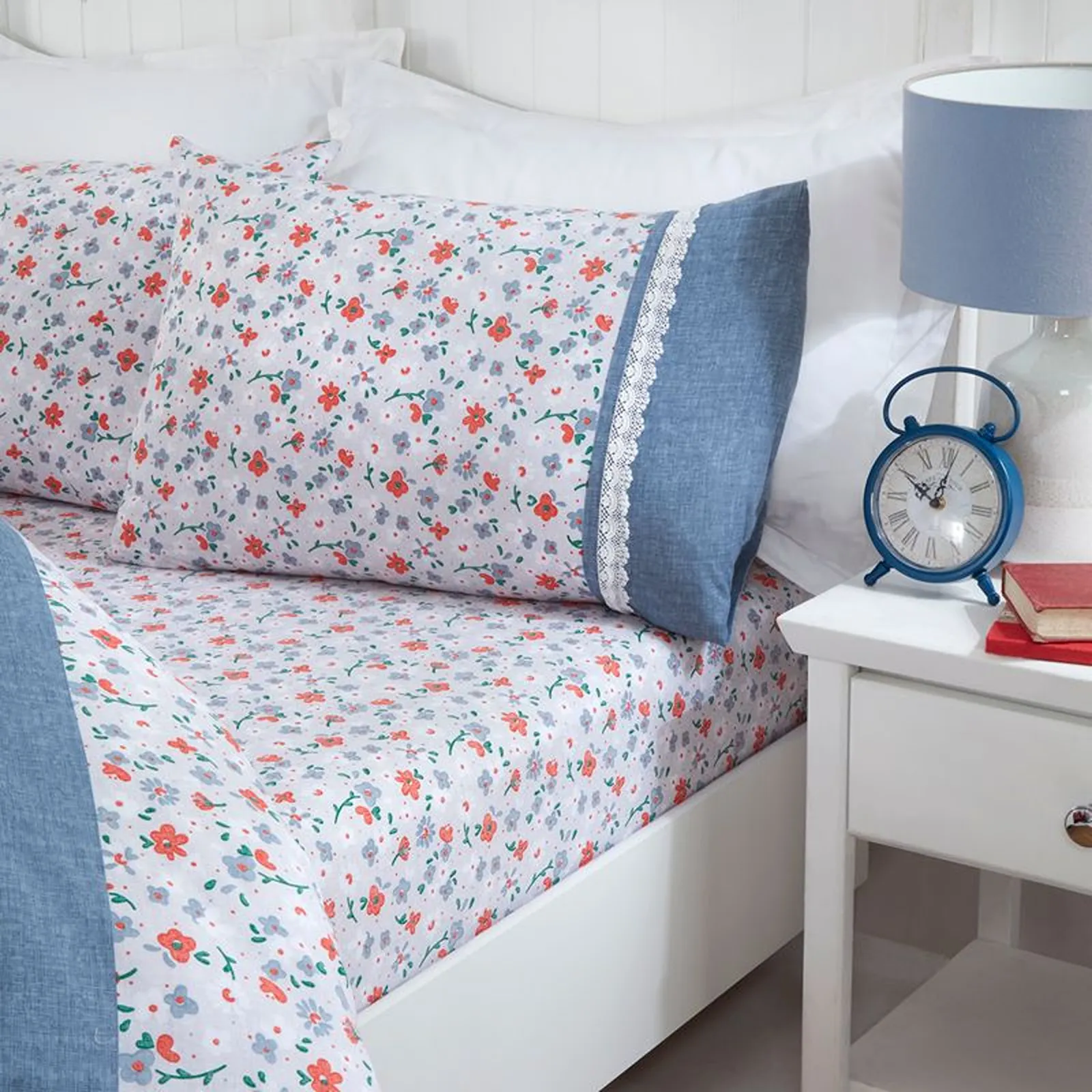 Rapport Home Penelope Polycotton Duvet Cover Set With Pillowcase in Blue 2