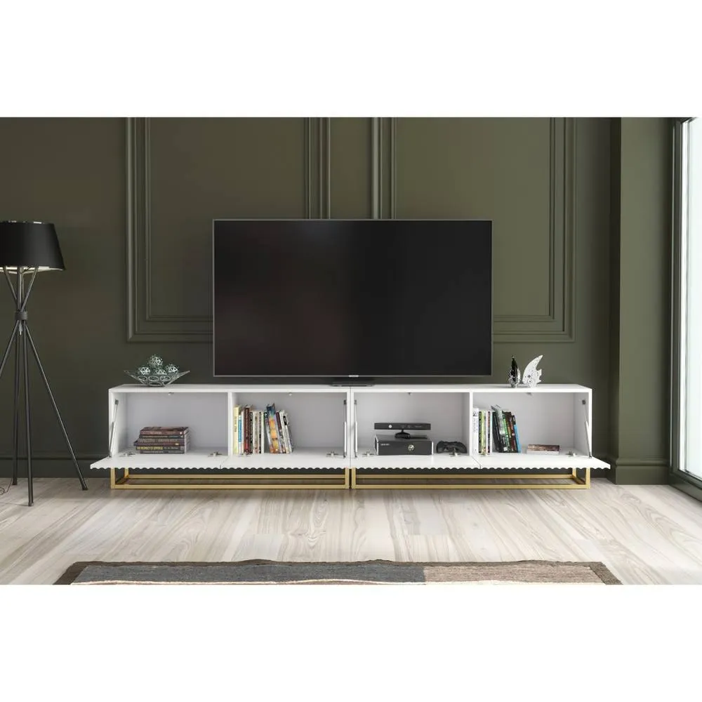 Creative Furniture Ripple Duo TV Unit 200cm - White with Fluted Doors 4