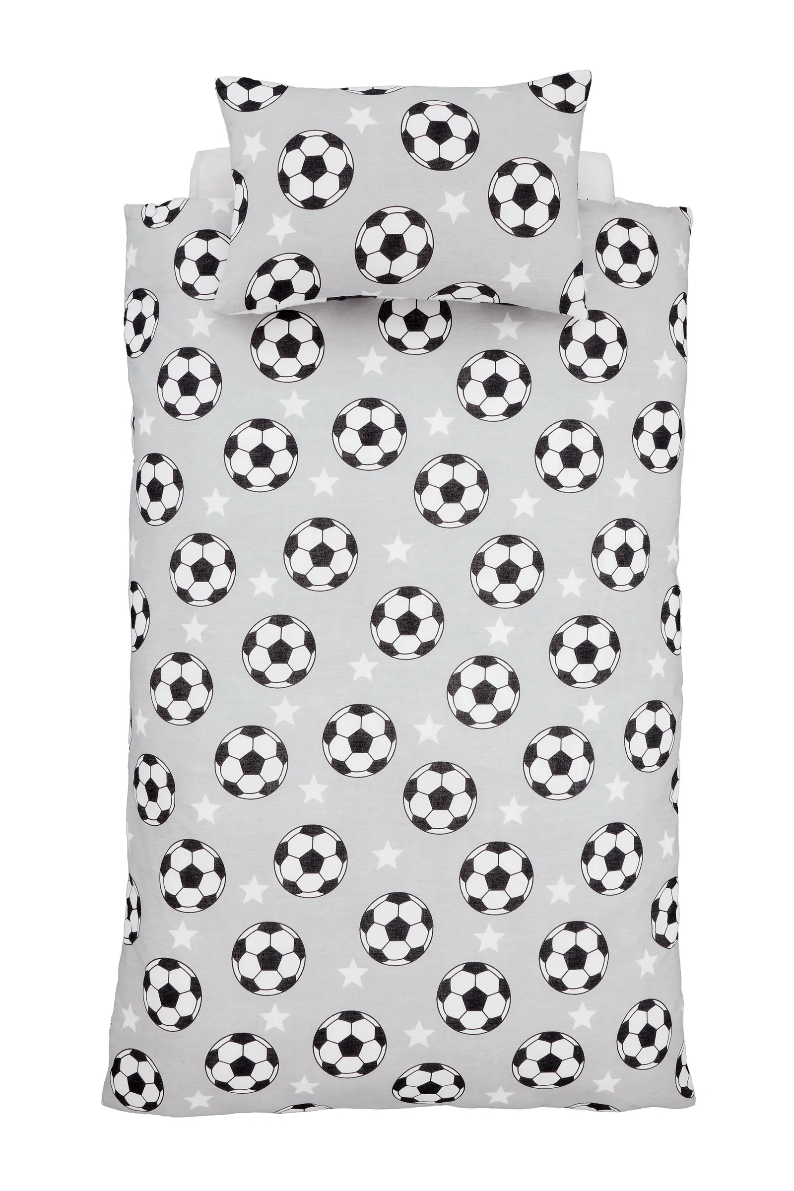 Catherine Lansfield 'Brushed Cotton Football Stars' Reversible Duvet Cover Set in Grey 5