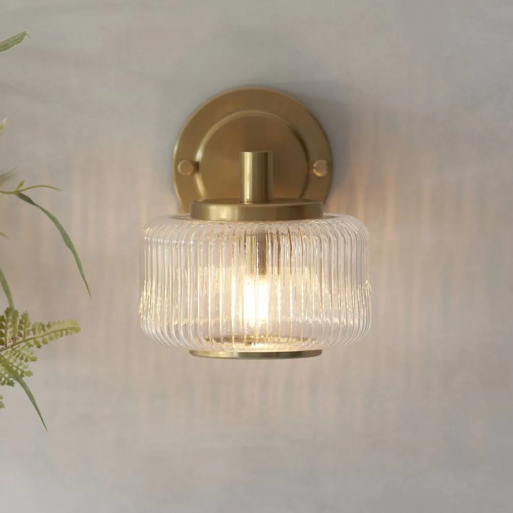 Netlighting Stamford Dome Wall Lamp & Ribbed Glass G9 in Gold 4