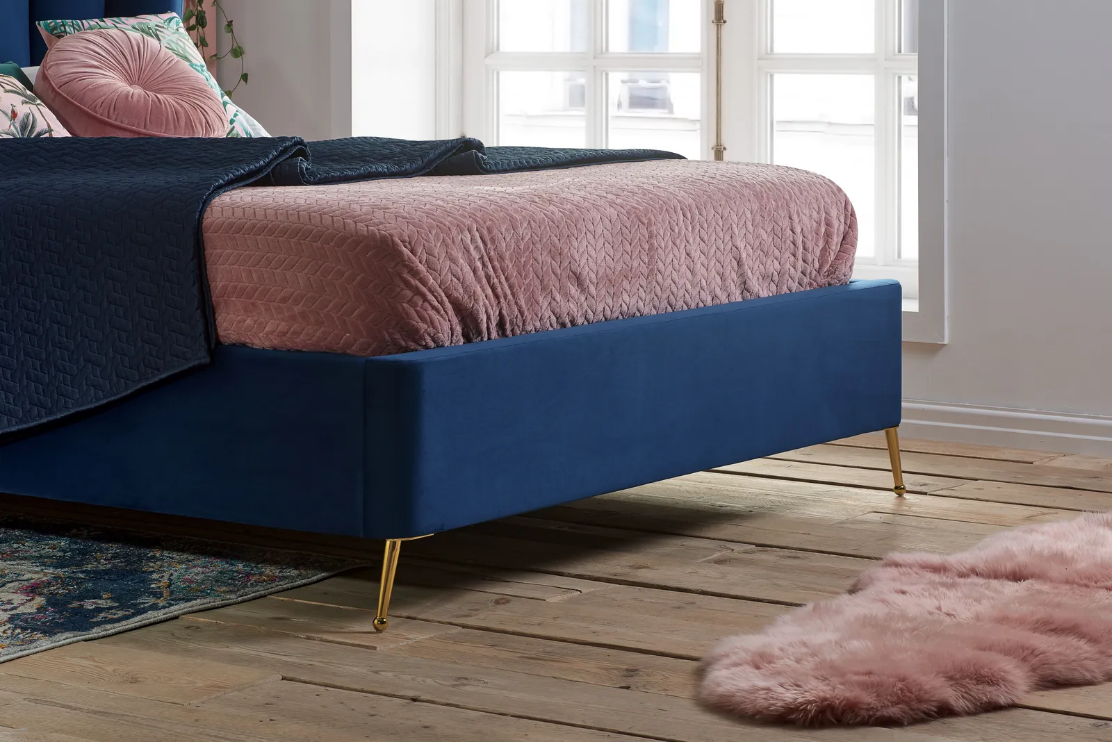 Birlea Velvet Fabric Ottoman Bed Frame Storage Lottie in Mid Blue 4