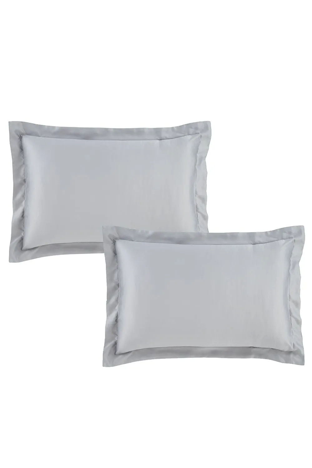 Catherine Lansfield 'Silky Soft Satin' Oxford Pillowcases Pair in Silver 2