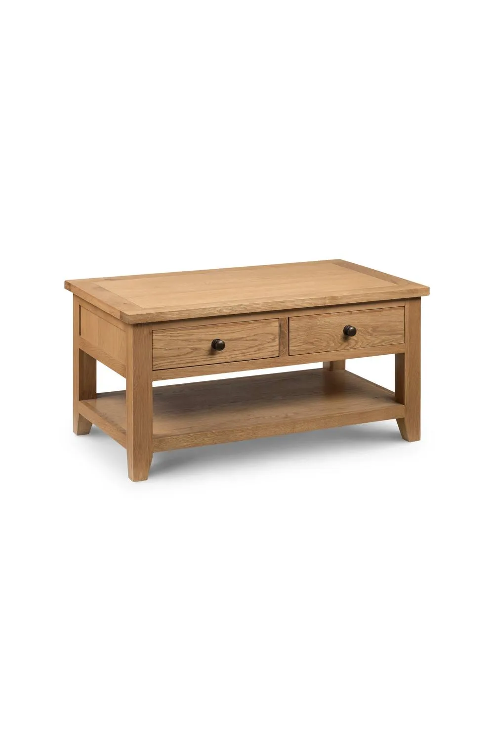 Julian Bowen Astoria Rectangular Coffee Table with 2 Drawers & Shelf in Light Oak 2
