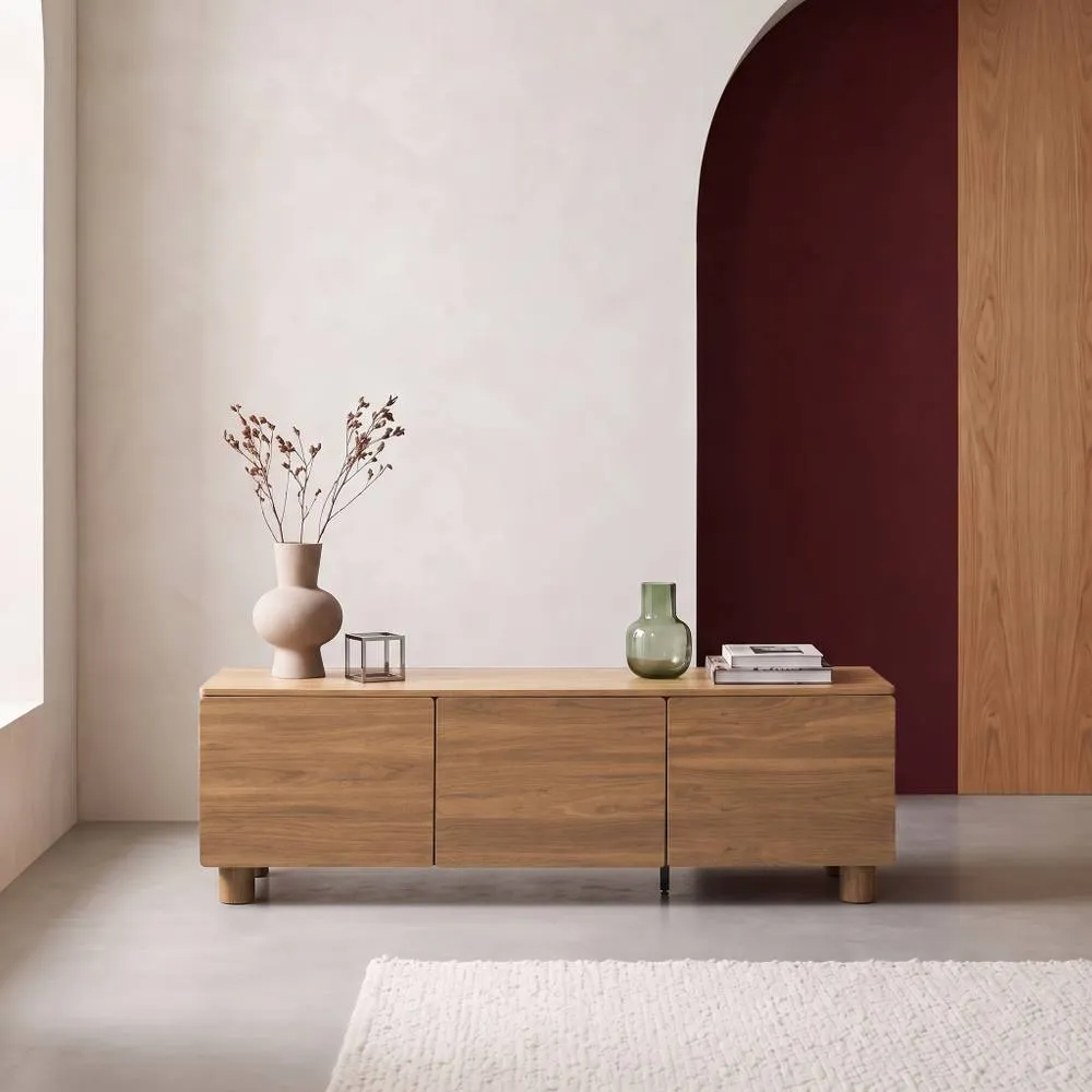 sweeek TV Stand 140cm 3 doors wood decor in Brown